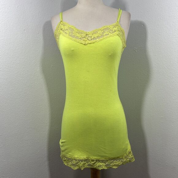 Zanana Outfitters Tank Top Womens M Lime Lace Trim Camisole Feminine Fairy Y2K - Picture 1 of 8